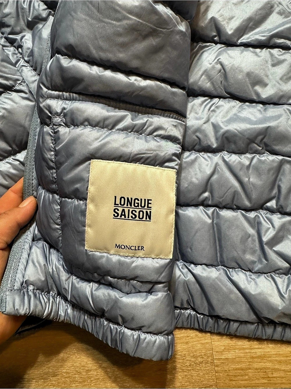 Moncler Longue Saison Puffer Jacket in Blue Size 2 Like New - Picture 9 of 16